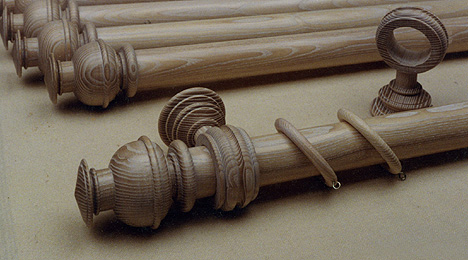 Photograph of some turned curtail rails